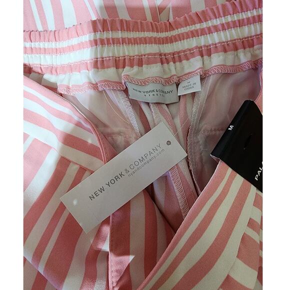 NEW YORK & COMPANY Pink Striped Palazzo Wide Leg Pants Womens Size Medium M - Picture 7 of 9